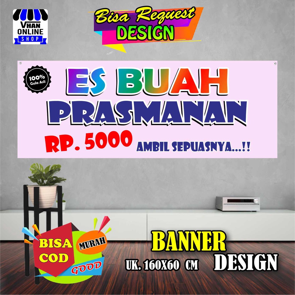 Jual Spanduk Banner Es Buah Prasmanan Es Buah Viral Keren Murah