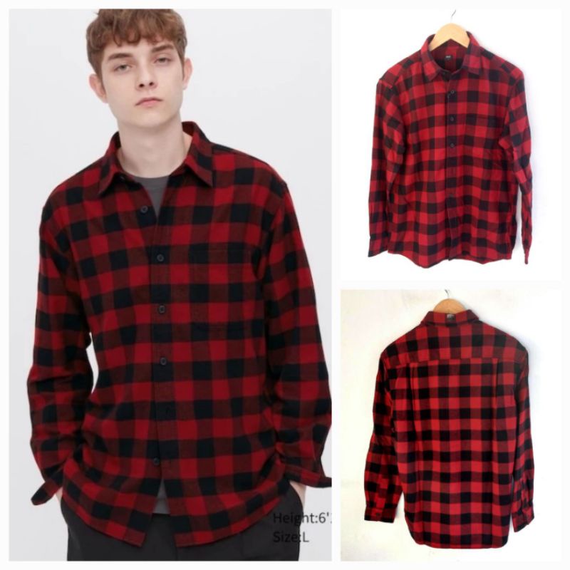 Jual UNIQLO KEMEJA FLANNEL 15 RED BARU ASLI ORIGINAL Shopee Indonesia