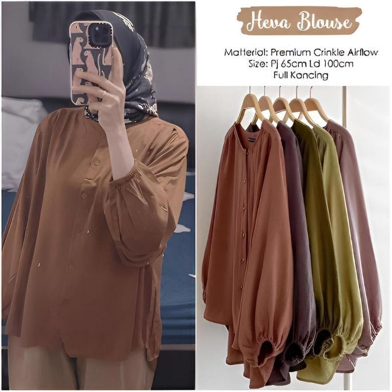 Jual Premium Airflow Crincle Heva Crincle Blouse Shopee Indonesia