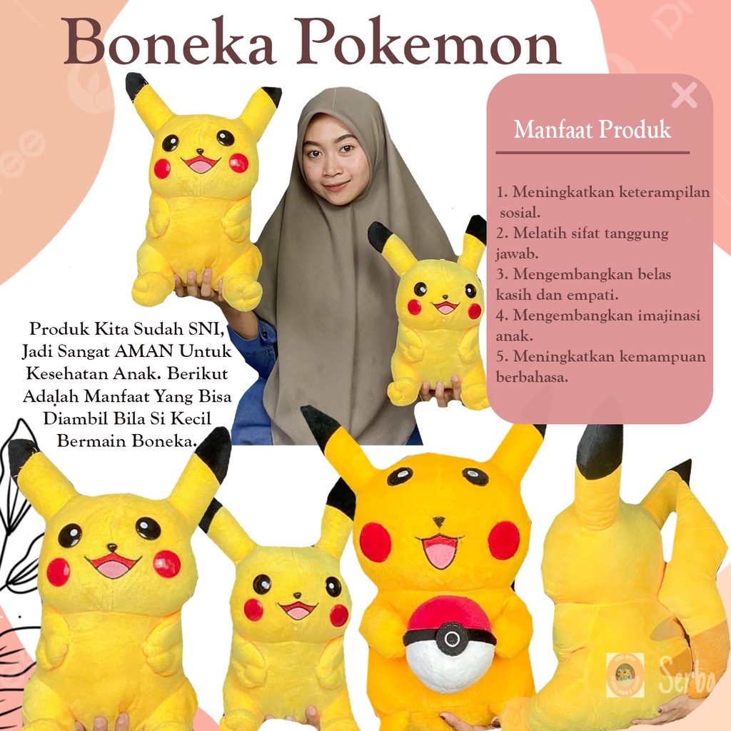 Jual Boneka Pokemon Pikachu Cm Sni Murah Boneka Pokemon Duduk Lucu