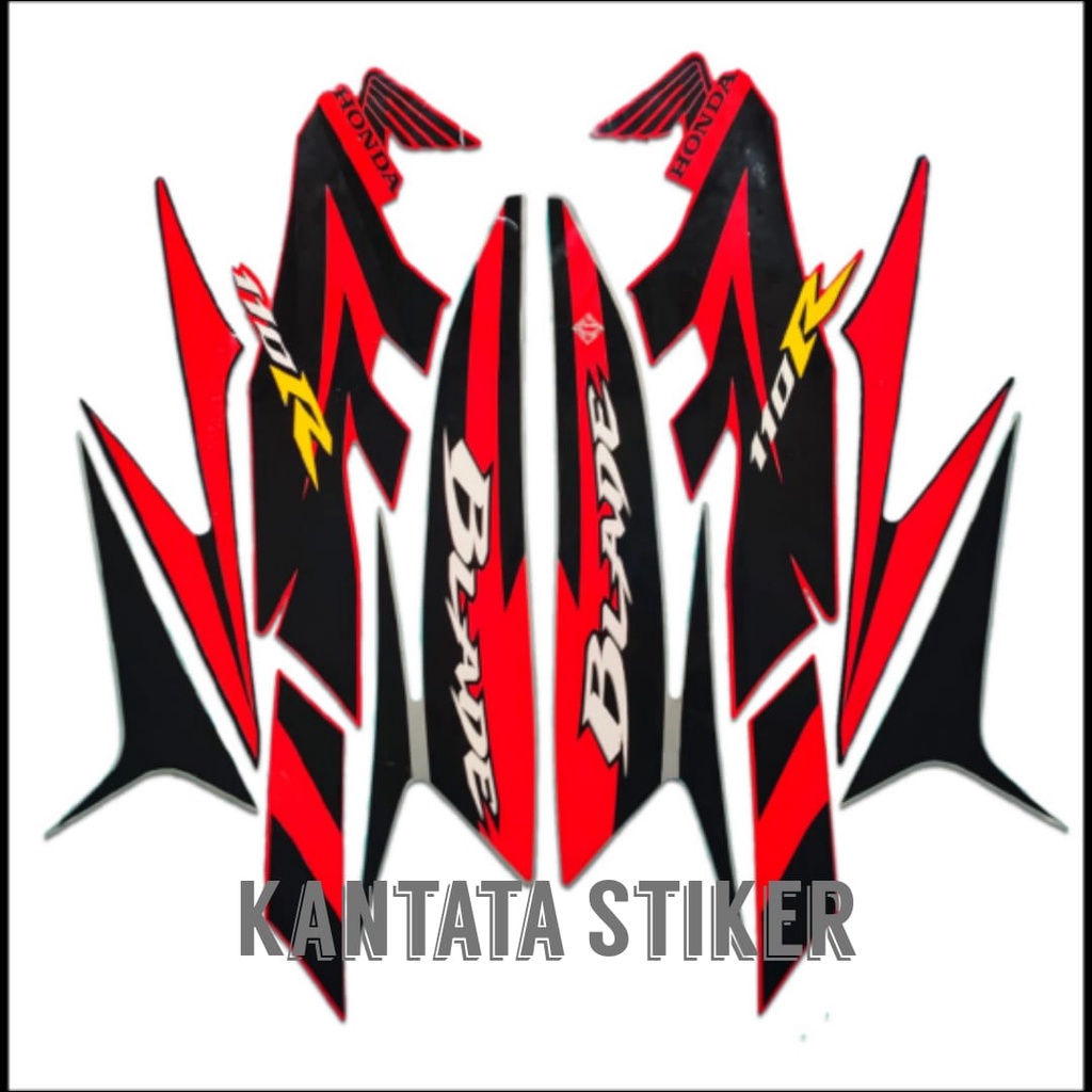 Jual STIKER STRIPING LIS LES BODY MOTOR HONDA BLADE 110R 2009 ABU MERAH