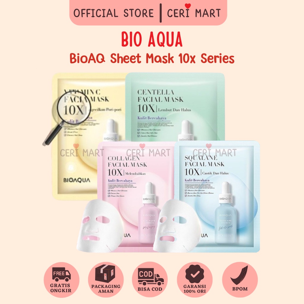 Jual BIOAQUA Sheet Mask 10X The Effect Masker Wajah Whitening Anti