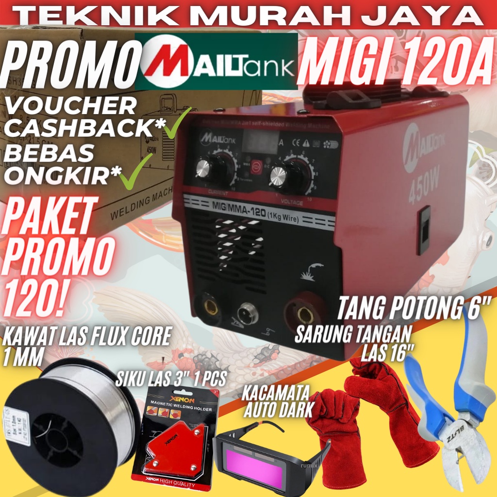 Jual MAILTANK SH353G Mesin Las Mig 120 Gas CO2 FluxCore Gasless MIGi