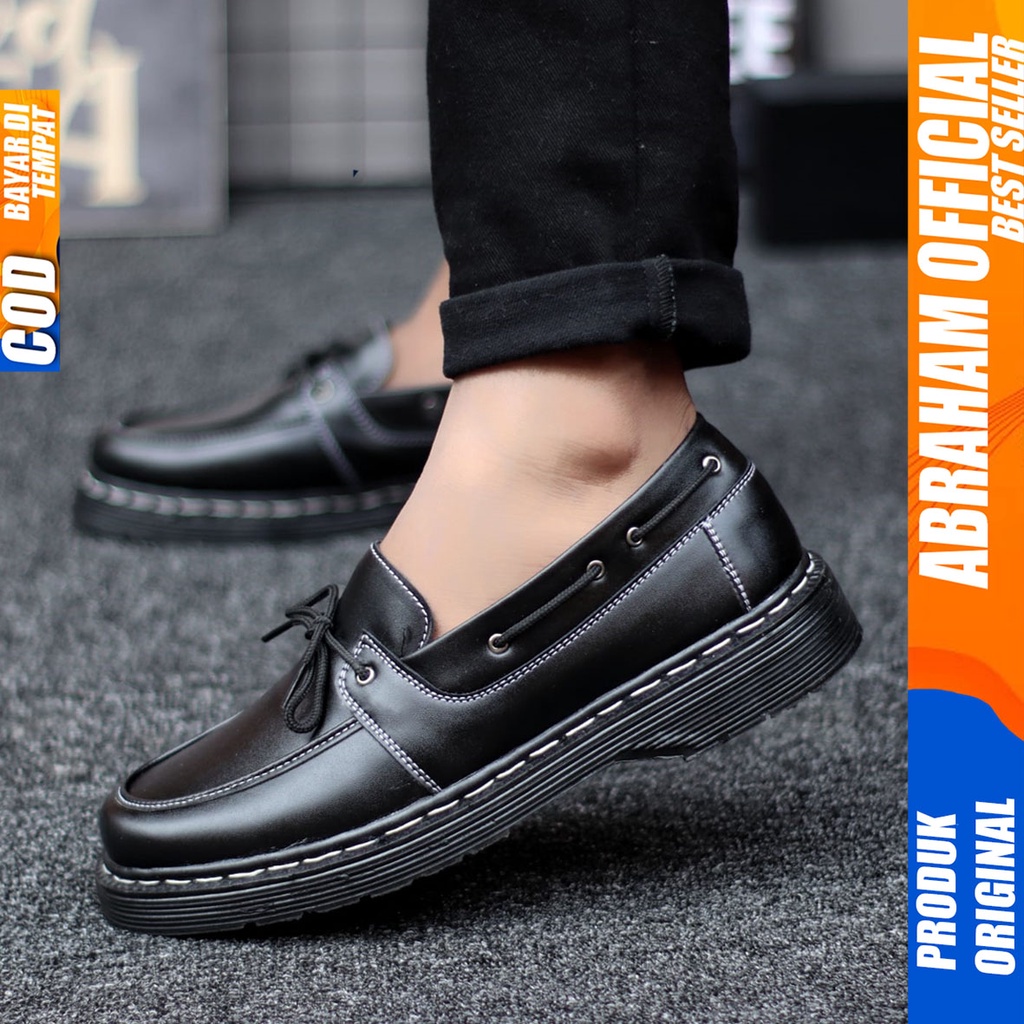 Jual Sepatu Loafers Docmart Formal Pantofel Kerja Pria Hitam Abraham