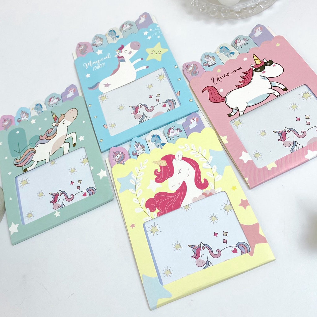 Jual Sticky Notes Lipat Unicorn Memo Stick Marker Slim Pembatas Buku