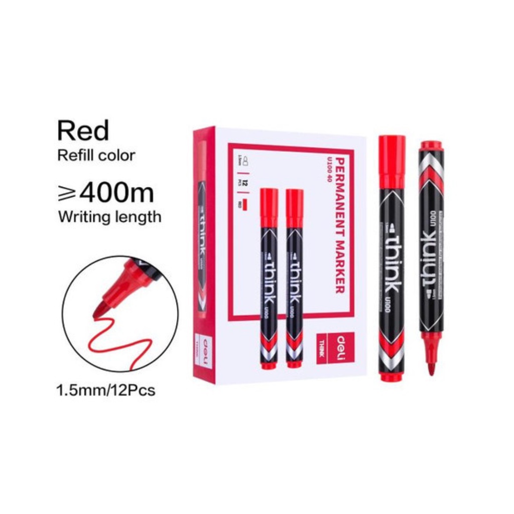 Jual Deli Eu Permanent Marker Spidol Permanen Merah Shopee