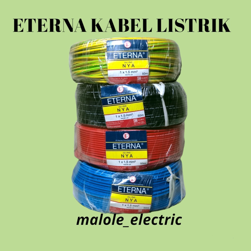 Jual Eterna Kabel Listrik Engkel Kabel Eterna Tunggal NYA 1x1 5 50Meter