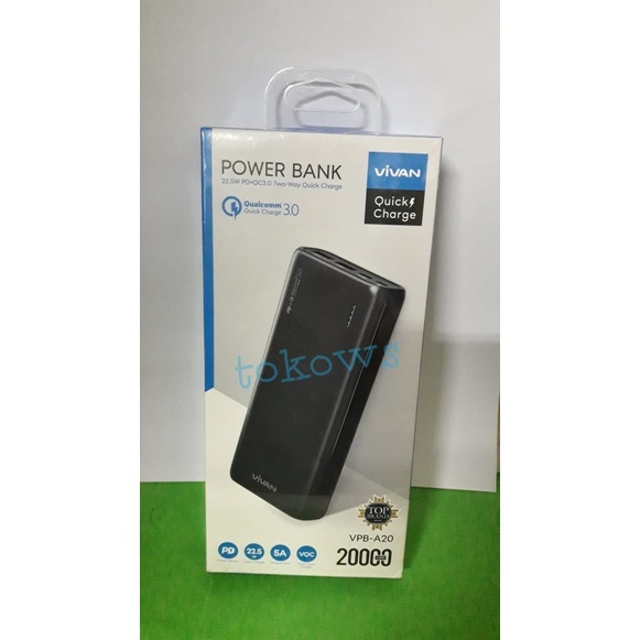 Jual POWERBANK VIVAN VPB A20 DUAL INPUT 3 OUTPUT 22 5W 20000MAH