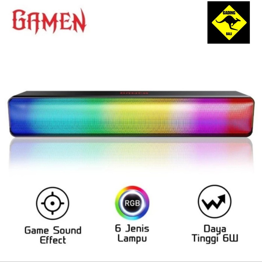 Jual GAMEN GS8 GAMING SOUNDBAR SPEAKER RGB LED LIGHT FOR PC LAPTOP