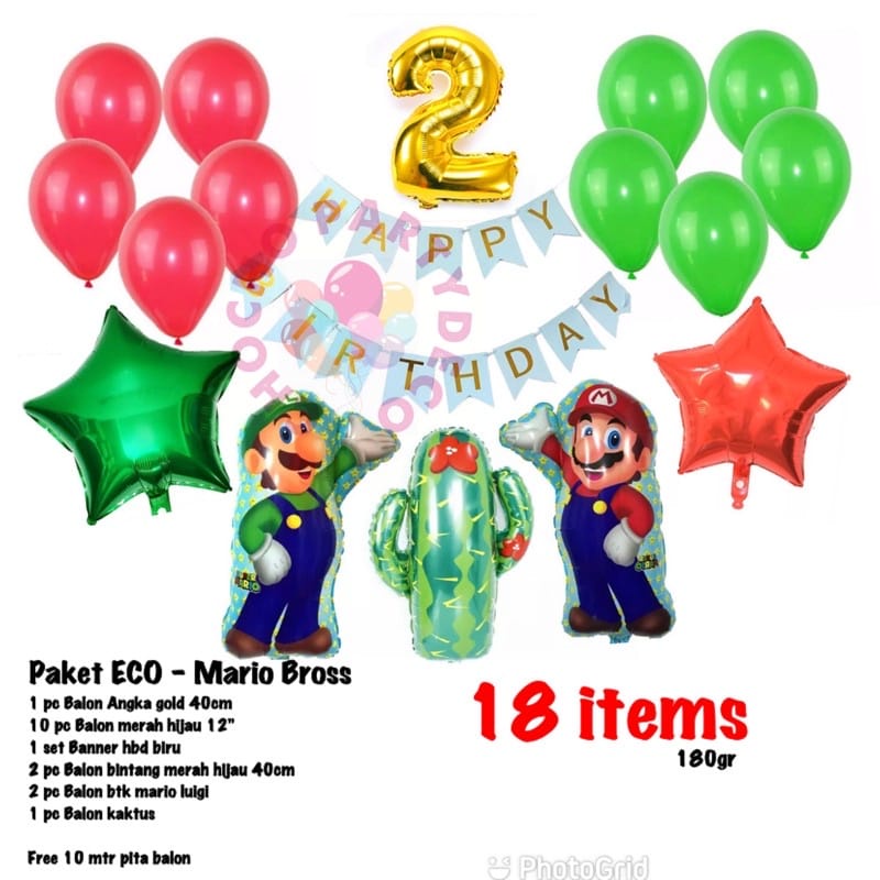 Jual Dekorasi Ulang Tahun Super Mario Bros Eco Paket Ulang Tahun