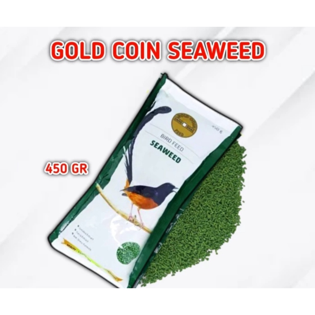 Jual Pakan Burung Gold Coin Seaweed Voer Kasar Hijau Pur Rumput Laut