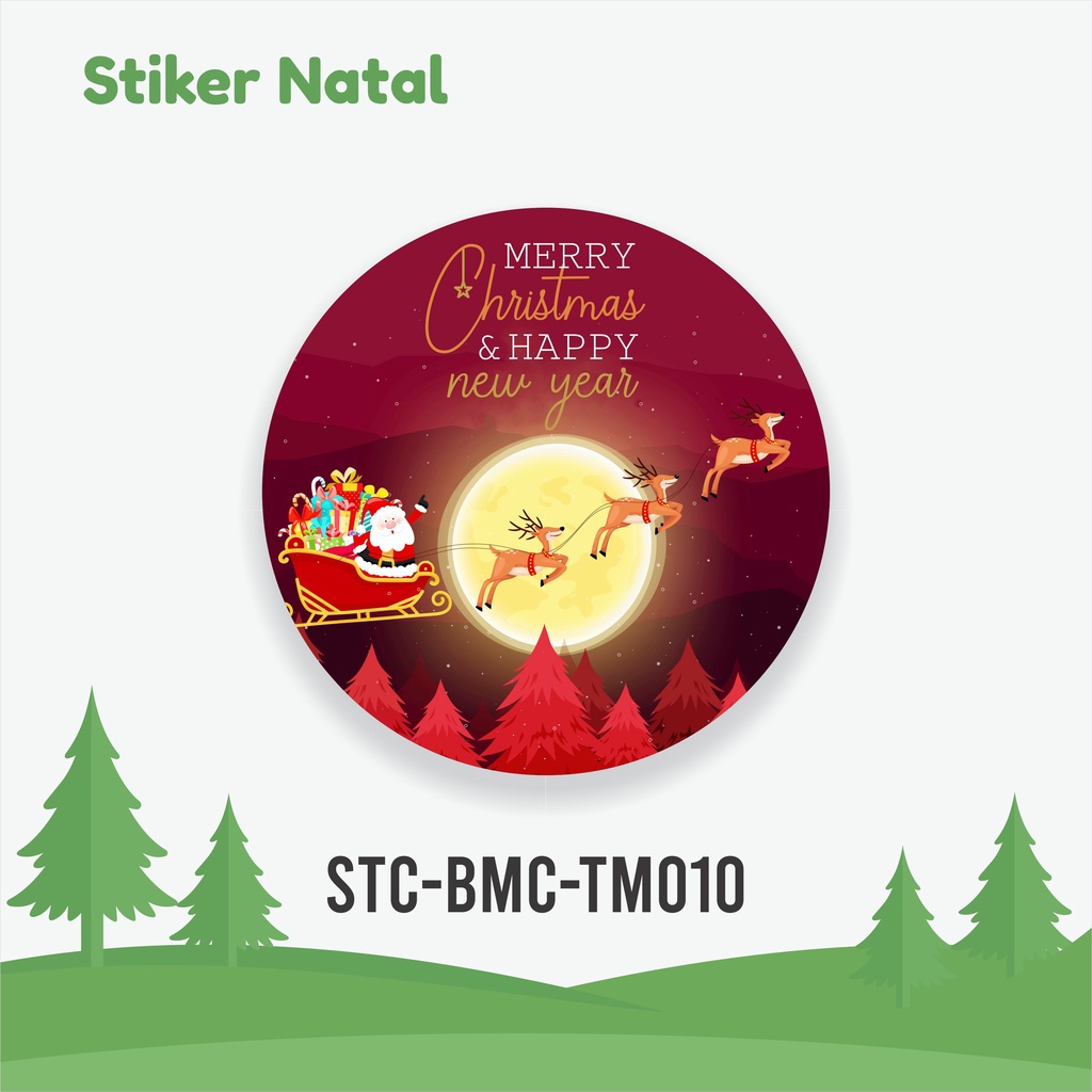 Jual Stiker Bulat Natal Sticker Christmas Stiker Label Toples Kue