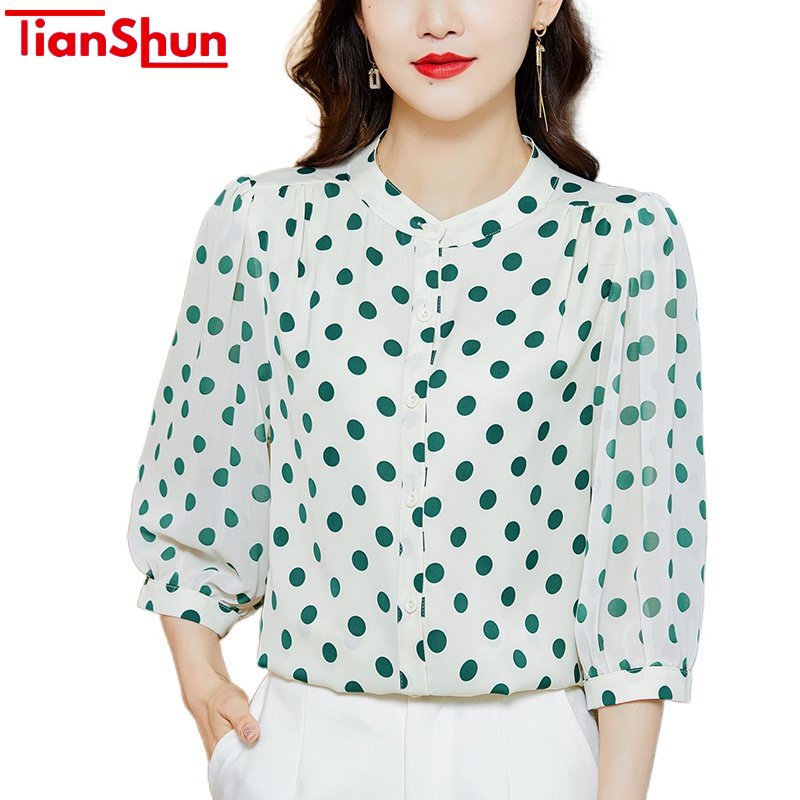 Jual Tianshun Korean Style Sleeve Blouse For Women Black White