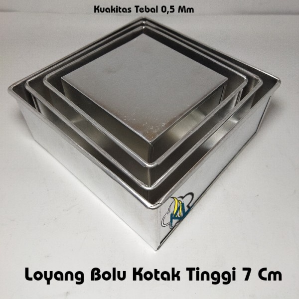 Jual Loyang Bolu Kotak Loyang Kotak Tinggi 7 Cm Ukuran 10 12 14 16 Cm