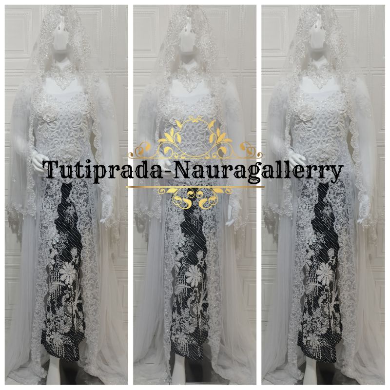 Jual Satu Set Kebaya Akad Nikah Dobel Tile Longtorso Rokpayet Seledang