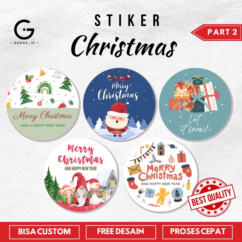 Jual Stiker Christmas Sticker Bulat Natal Tahun Baru Stiker