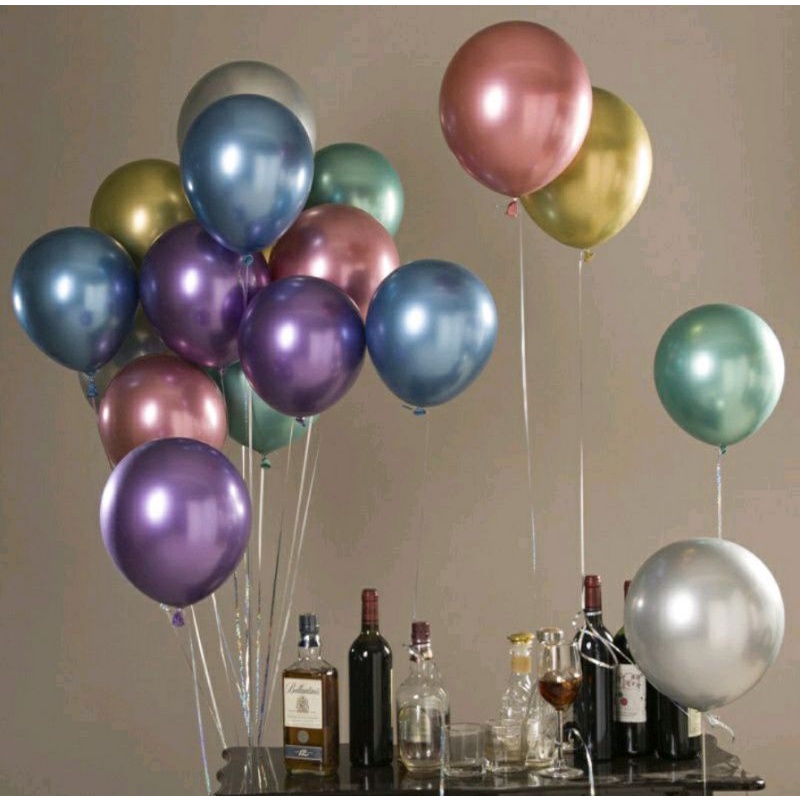 Jual Balon Latex Chrome Metalik 10 Inch Ecer Tebal Balloon Logam 10