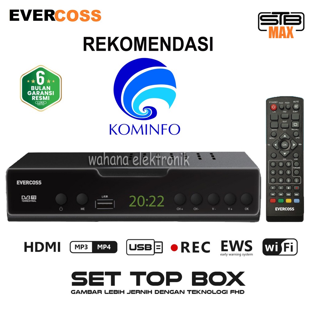 Jual EVERCOSS MAX Set Top Box TV Penerima Siaran Digital Receiver Full