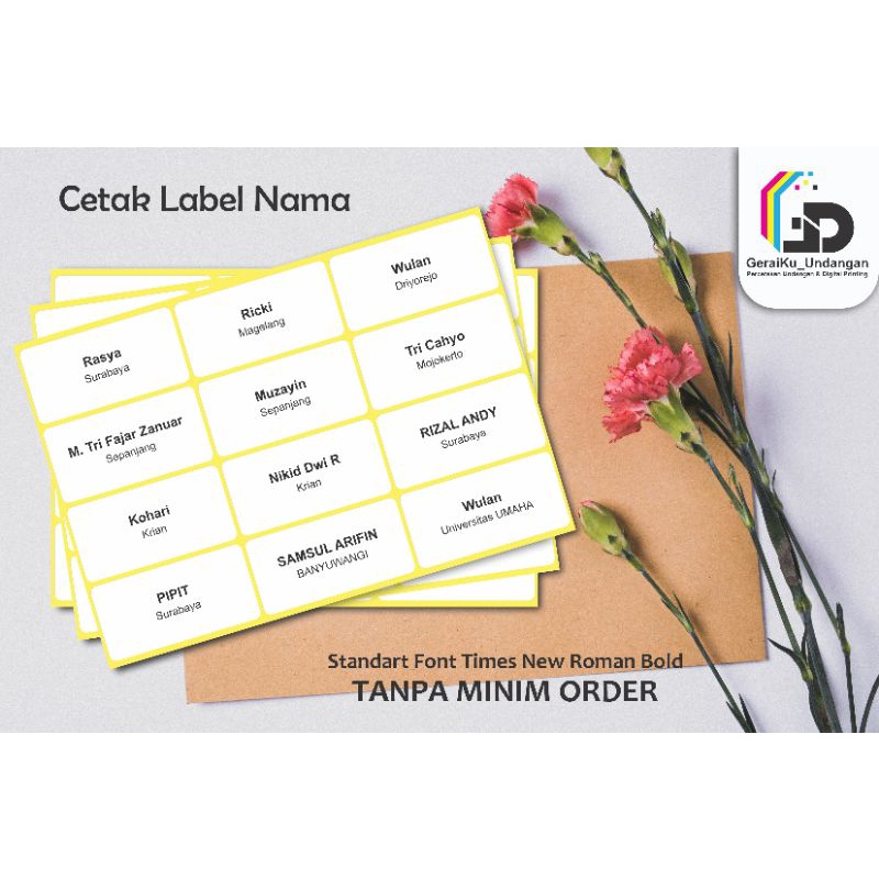 Jual Stiker Label Nama Uk Label Undangan Label Nama Cetak