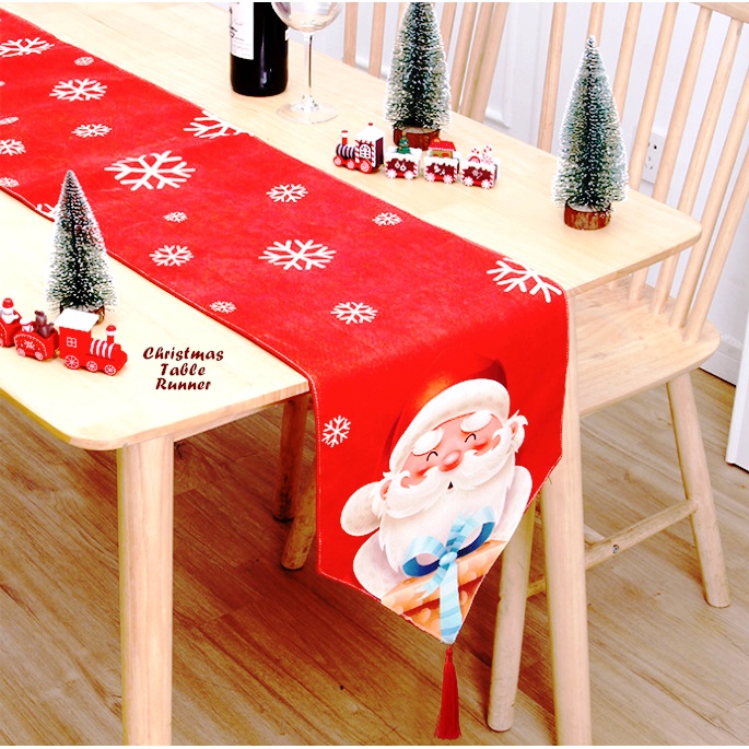 Jual Table Runner Linen Flanel Table Runner Nuansa Natal Motif