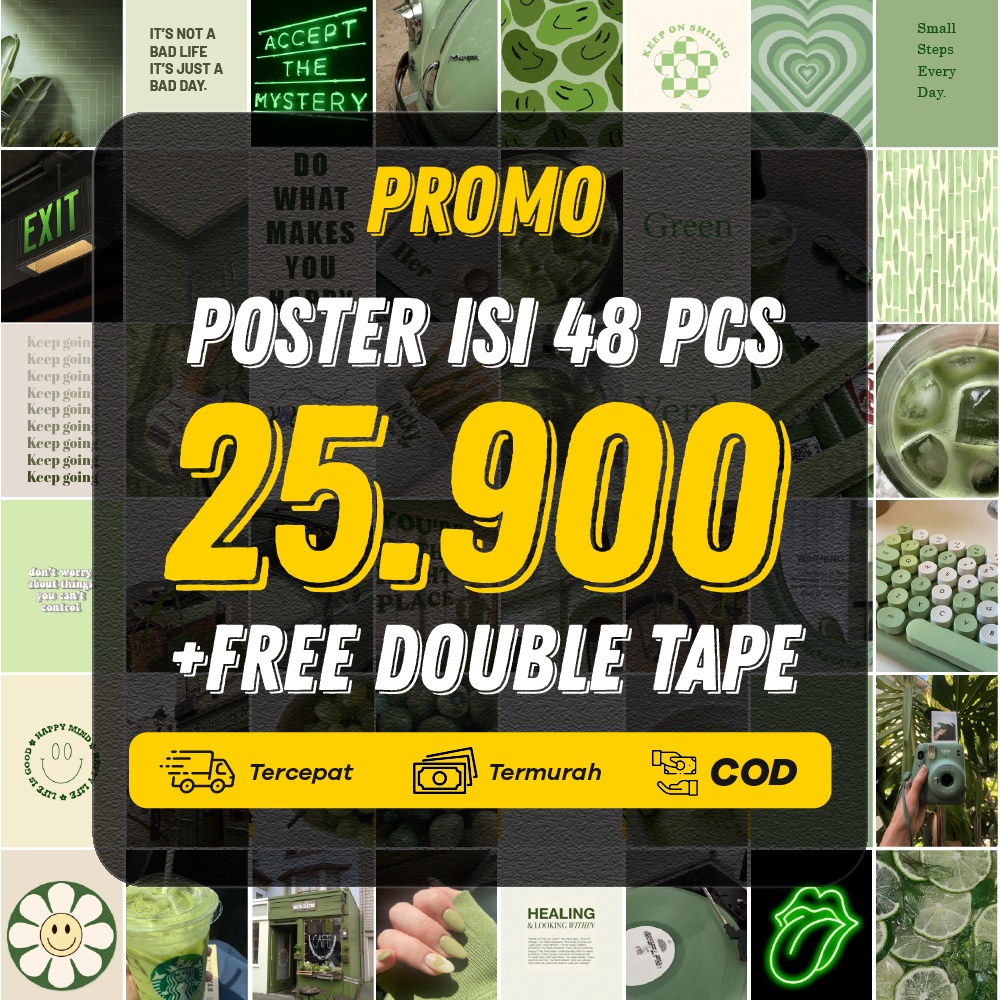 Jual Poster Dinding Aesthetic Green Series Dekorasi Poster Kamar