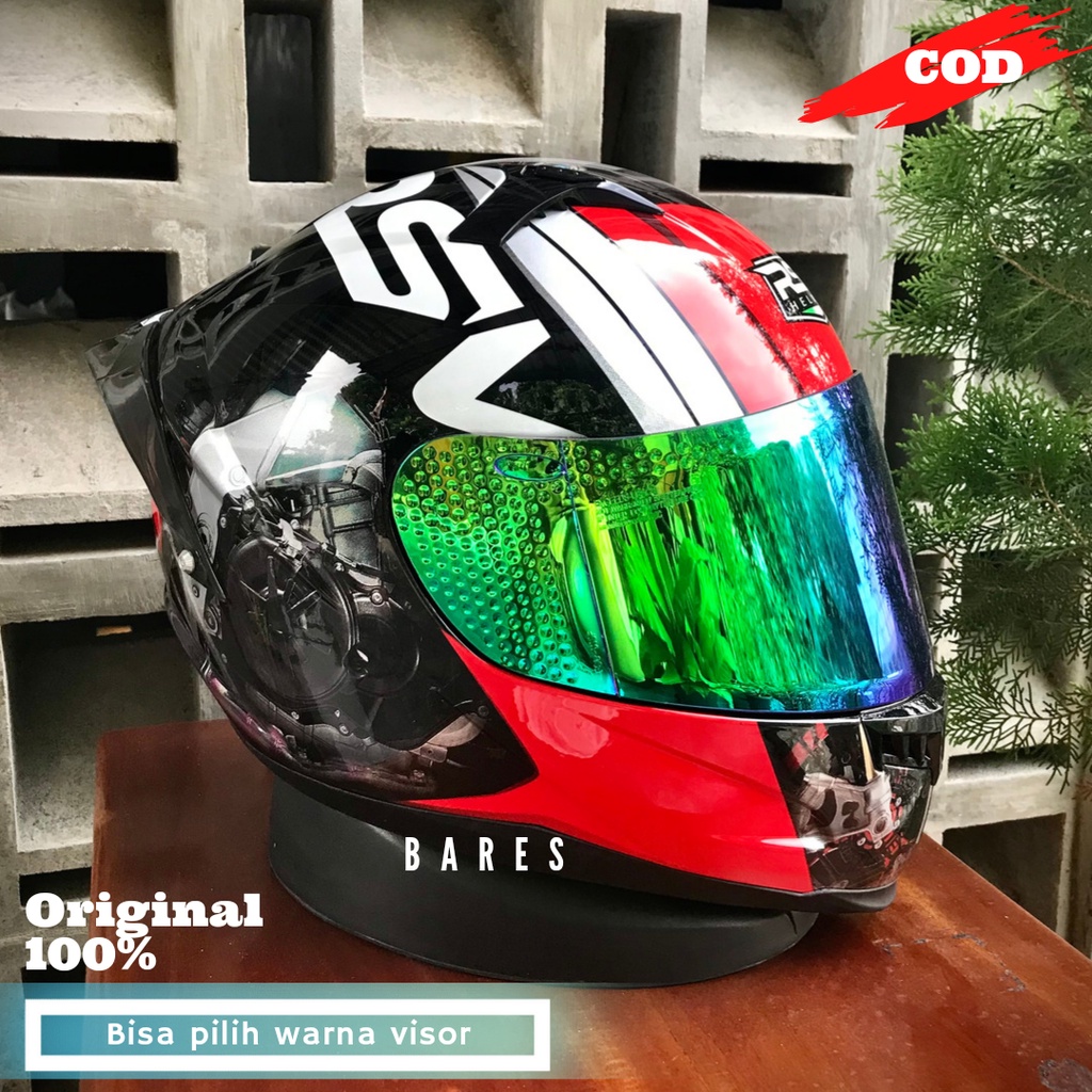 Jual Helm Full Face Rsv Ff500 Machine Red Paket Ganteng Visor Green