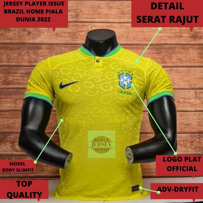 Jual JERSEY BOLA BRAZIL PIALA DUNIA HOME 2022 PLAYER ISSUE ADV DRYFIT