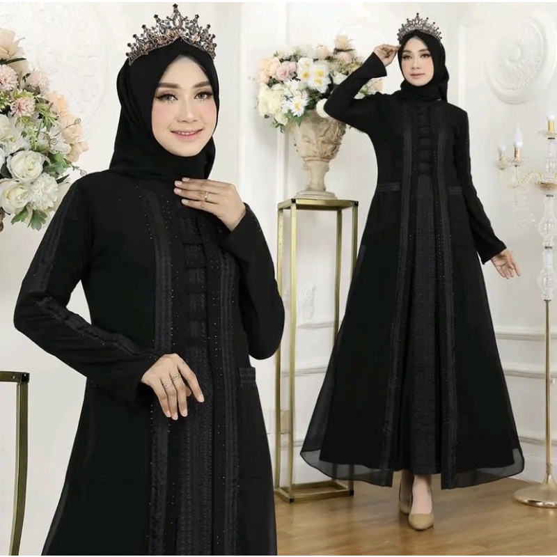 Jual Rina Busana Abaya Bordir Hitam Abaya Hitam Bordir Baju Gamis