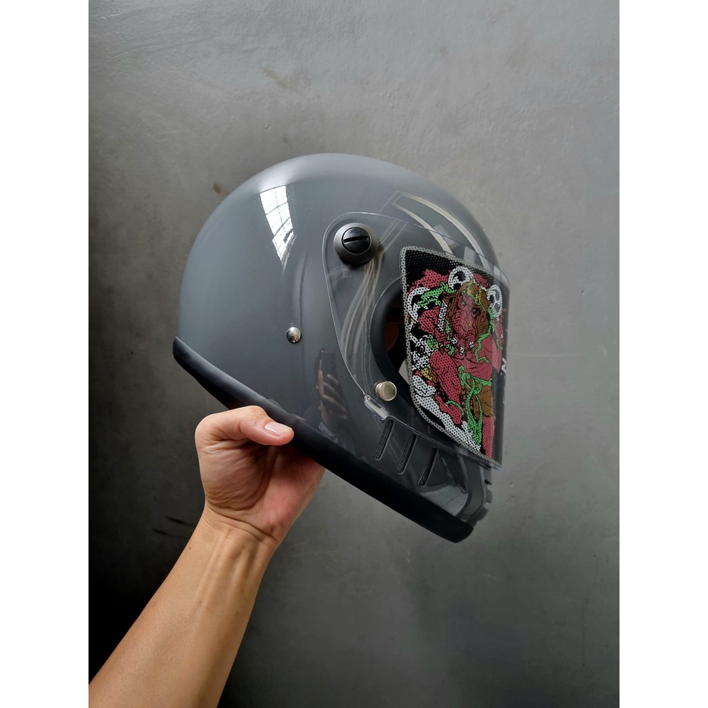 Jual PRE ORDER ZEUS ZS 816E GREY GLOSSY CAKIL RETRO SINGLE VISOR