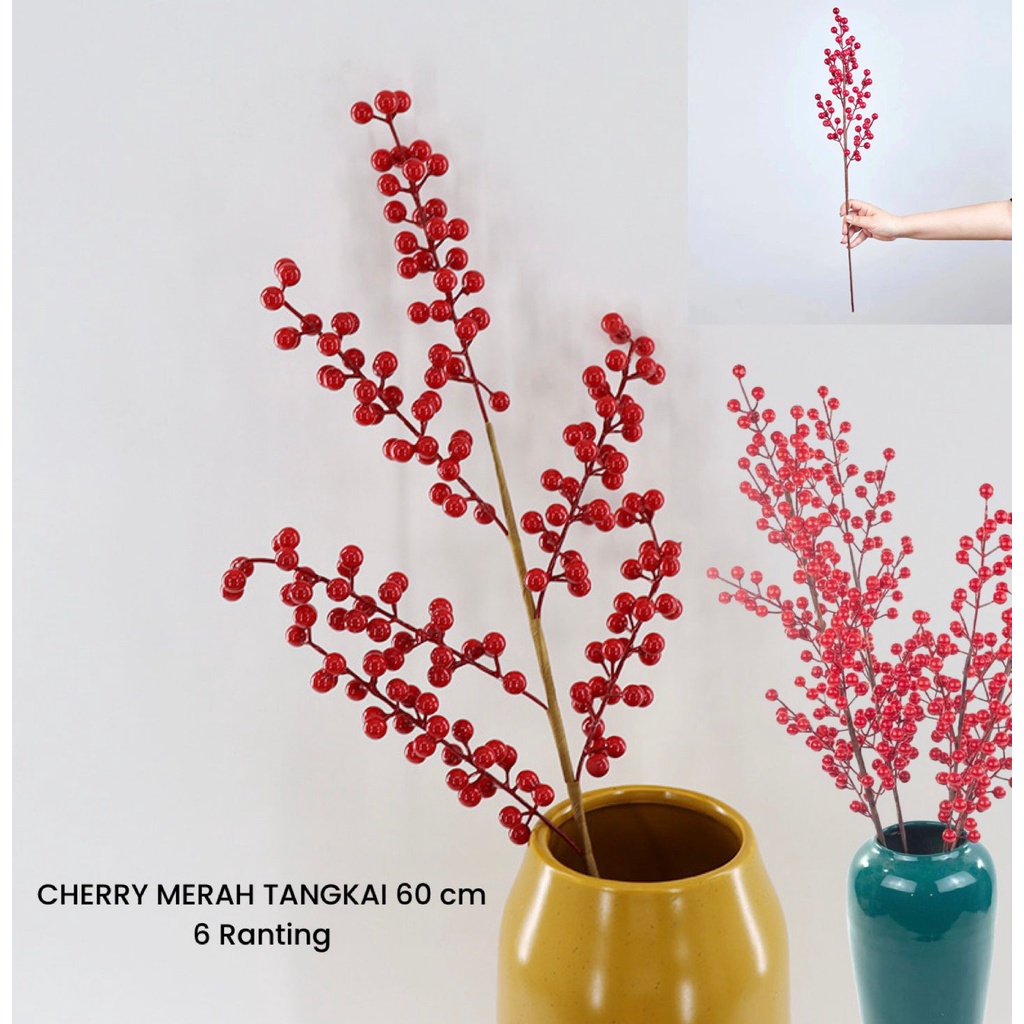 Jual Bunga Tangkai Cherry Merah Cm Ranting Shopee Indonesia