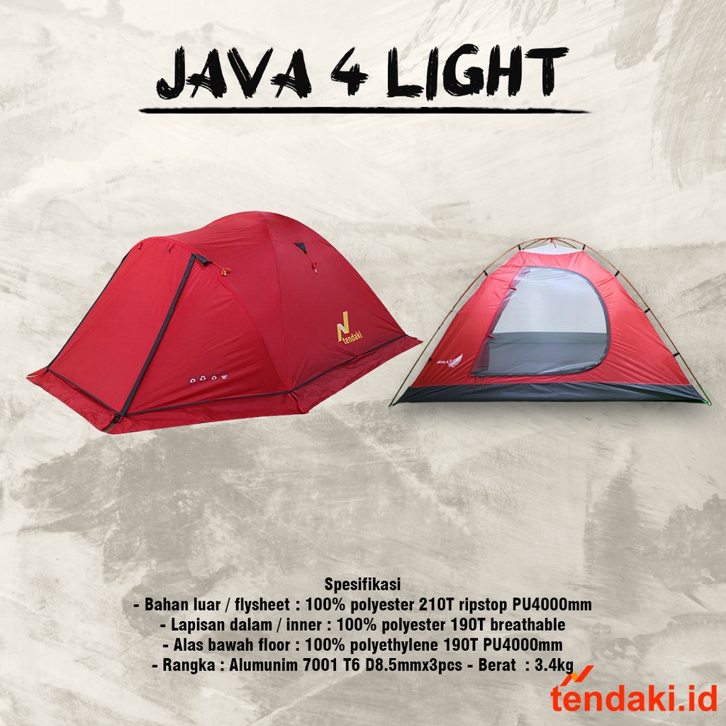 Jual Tendaki Java 4 Light Tenda Kapasitas 4 Orang Tenda Borneo 4