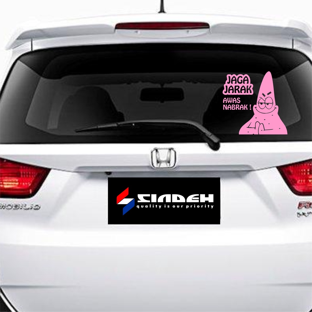 Jual Cutting Sticker Mobil Patrick Star Jaga Jarak Stiker Awas Nabrak