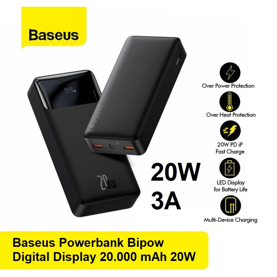 Jual Baseus Original Powerbank Bipow Digital Display Mah W A