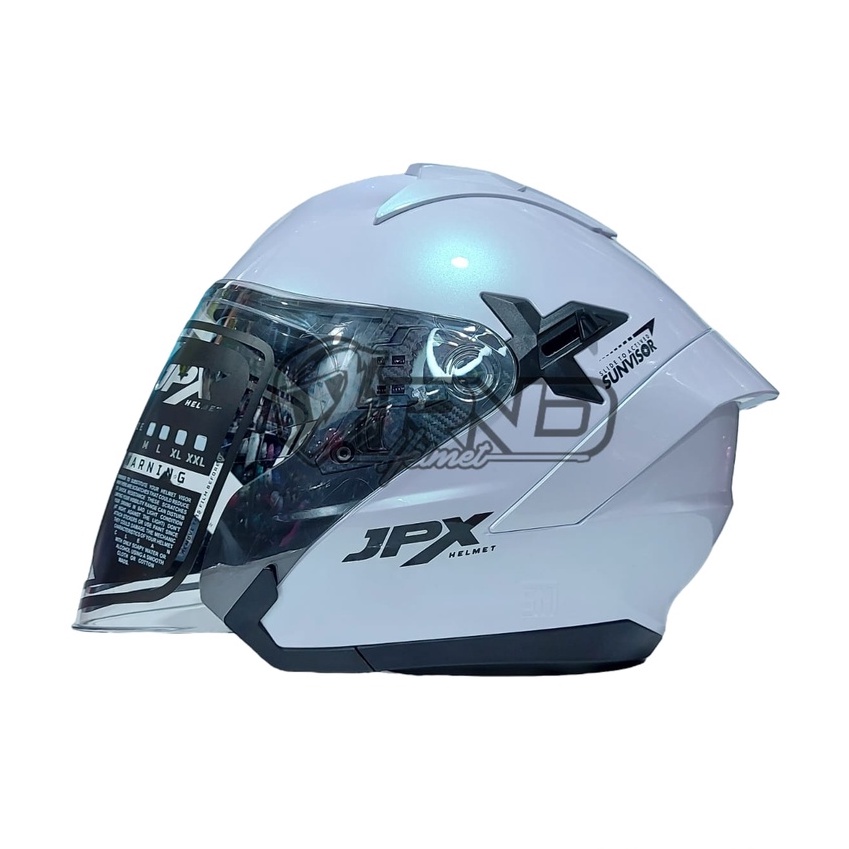 Jual Helm JPX NOVA X Solid Pearl White Putih Half Face Double Visor