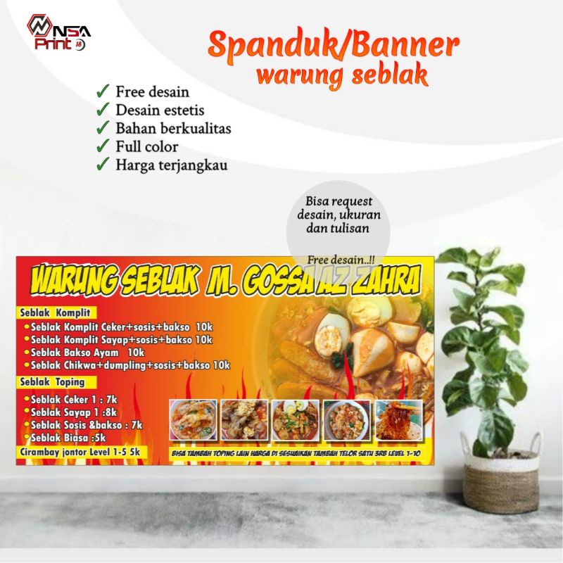 Jual Cetak Banner Spanduk Spanduk Warung Aneka Seblak Bisa Request