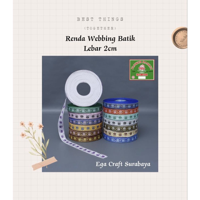 Jual Renda Webbing Batik Pita Renda Motif Batik Lebar 2Cm Shopee