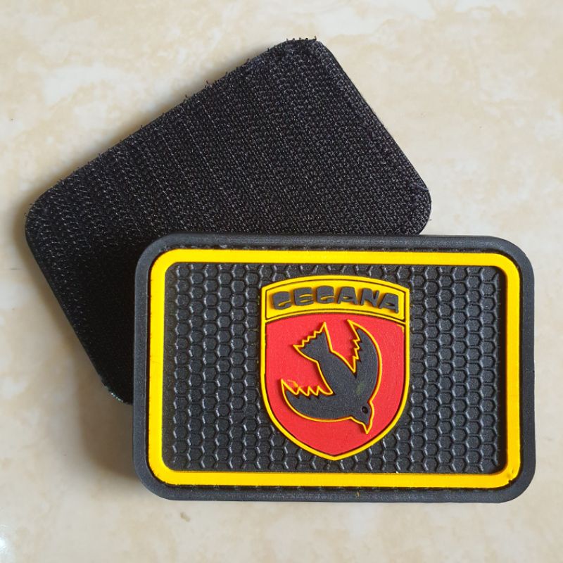 Jual Patch Rubber Logo Gegana Kotak Lis Kuning Polisi Polri