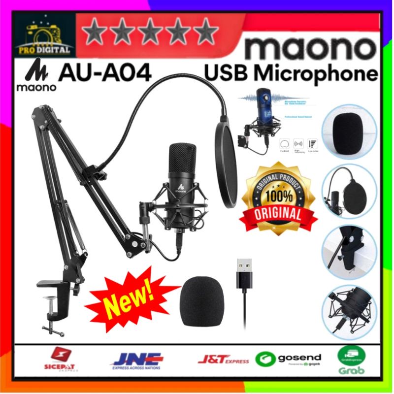 Jual MAONO AU A04 Condenser USB Microphone Podcast Studio Kit Original