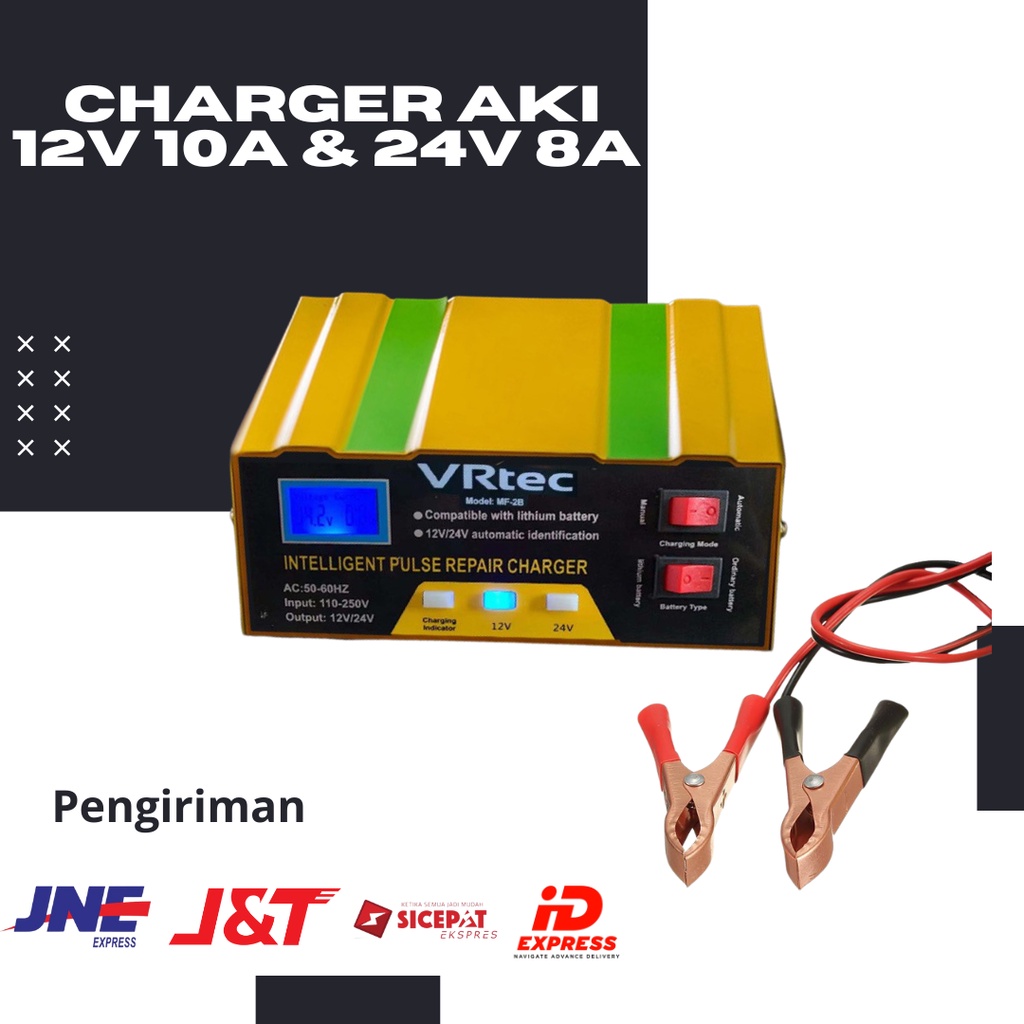 Jual Charger Aki 12V 24V Mobil Motor Truck 6 105AH MF 2B VRtec Smart