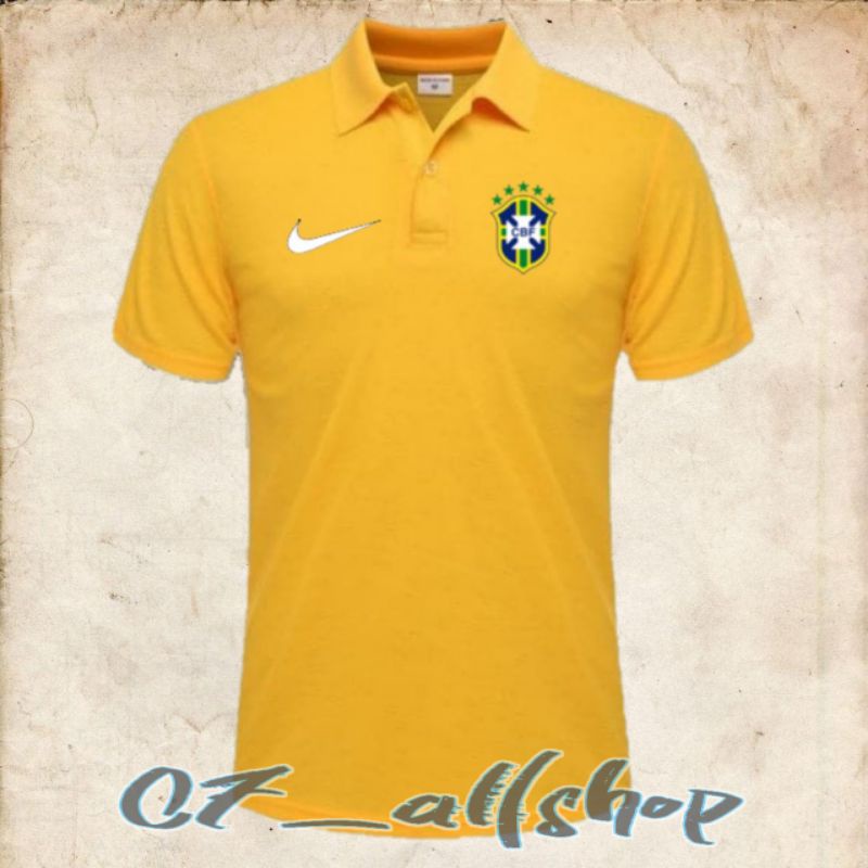 Jual Kaos Polo Tshirt Baju Kerah Distro Tim Nasional Brazil Brasil