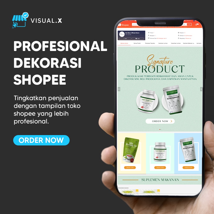 Jual Jasa Dekorasi Toko Shopee Full Branding Desain Cusom Online Shop