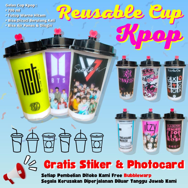 Jual Reusable Cup Kpop Tempat Minum Tumbler Fankit Kpop Koleksi