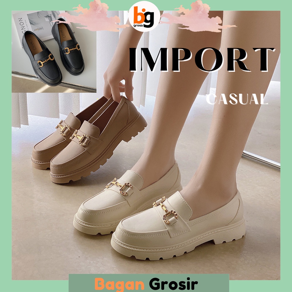 Jual BG Sepatu Sandal Docmart Loafers Wanita Import Korea Slip On Cewek