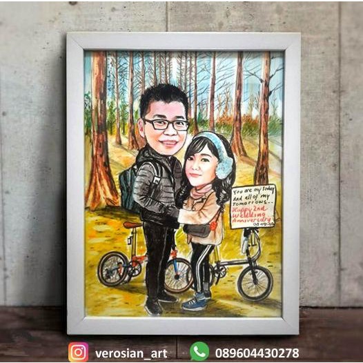 Jual Sketsa Karikatur Berwarna Bingkai Minimalis A Wajah Shopee