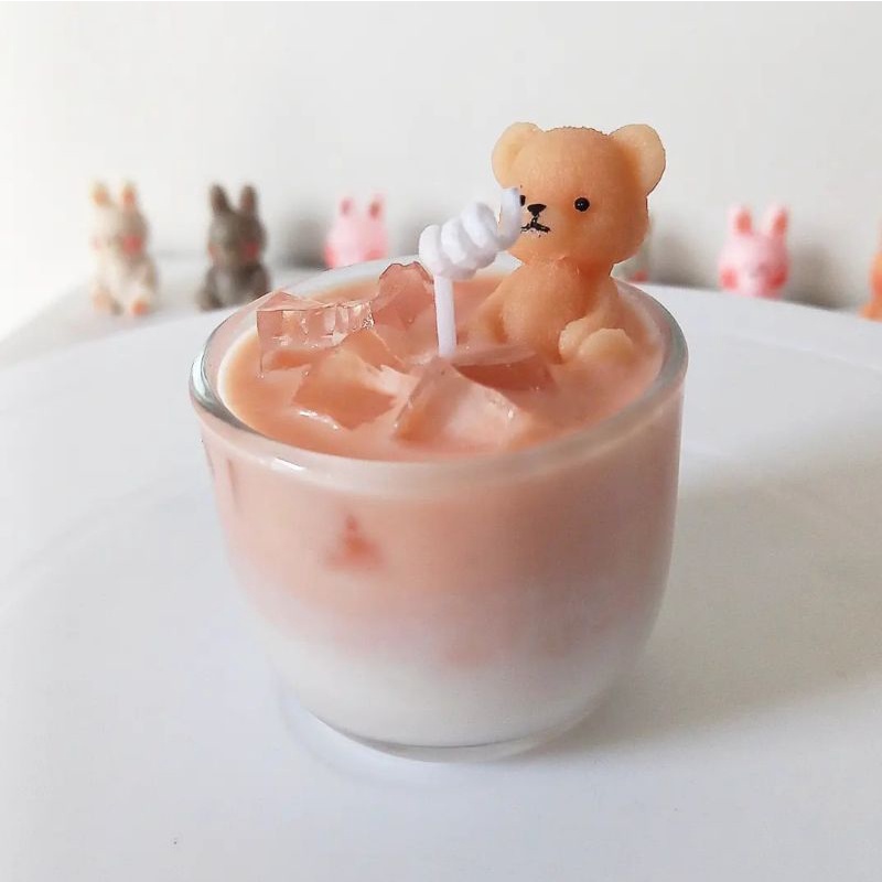 Jual Bear Ice Milk Tea Aesthetic Scented Candles Korean Candle