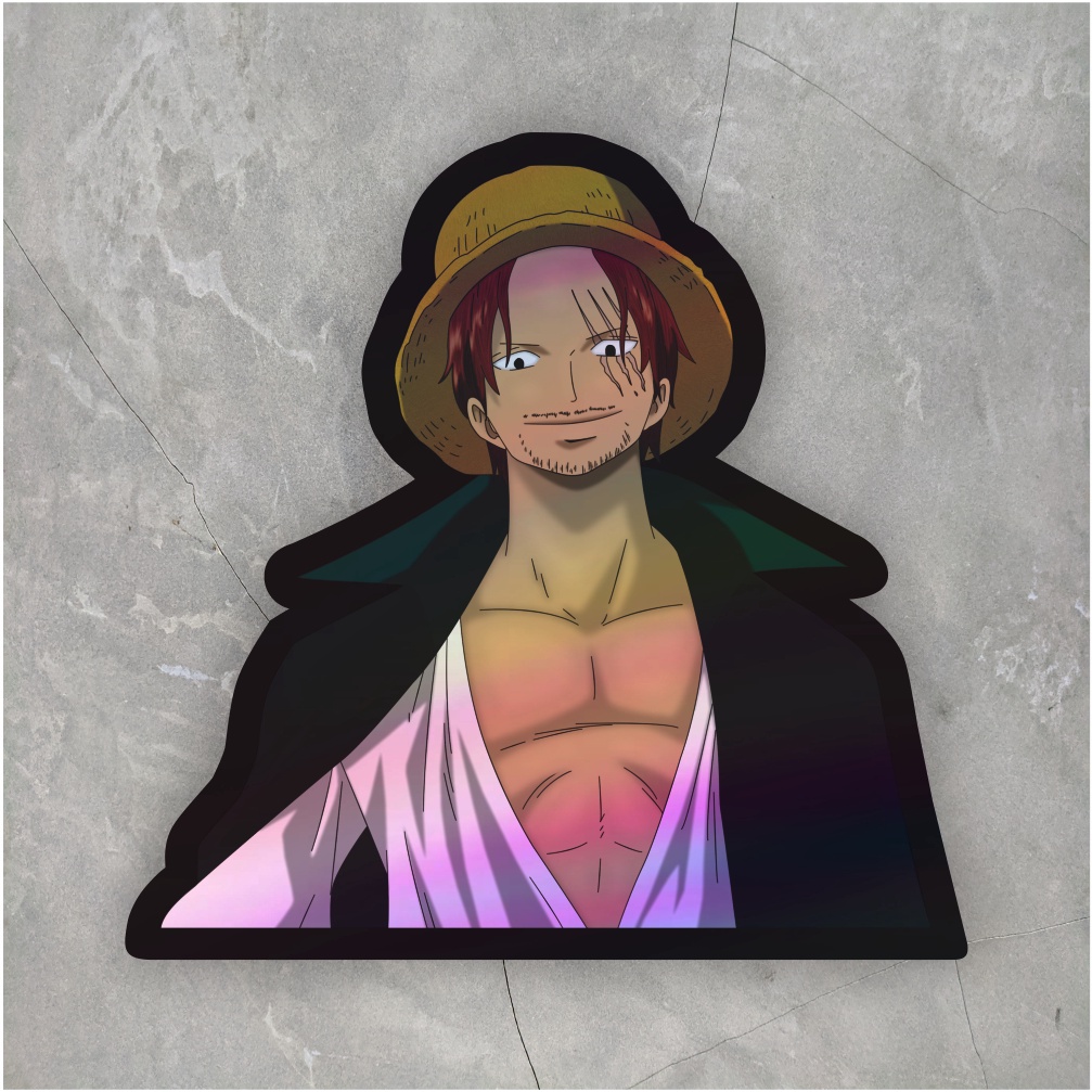 Jual Sticker Hologram Akagami Shank Sticker Anime One Piece Ukuran 7