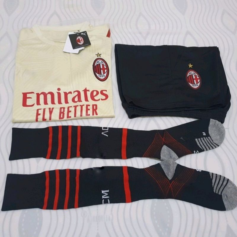 Jual JERSEY BAJU BOLA AC MILAN AWAY FULL SET 2021 2022 JERSEY CELANA