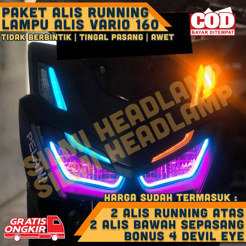 Jual SATU SET LAMPU ALIS RUNNING VARIO 160 BONUS DEVIL EYE NO BINTIK