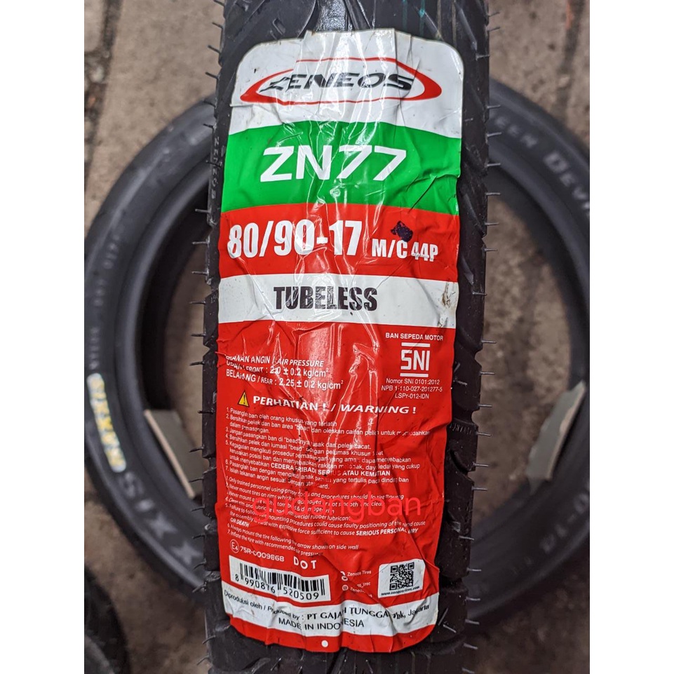 Jual Zeneos ZN77 80 90 17 Tubeless Ban Luar Motor Bebek FREE PENTIL ZN