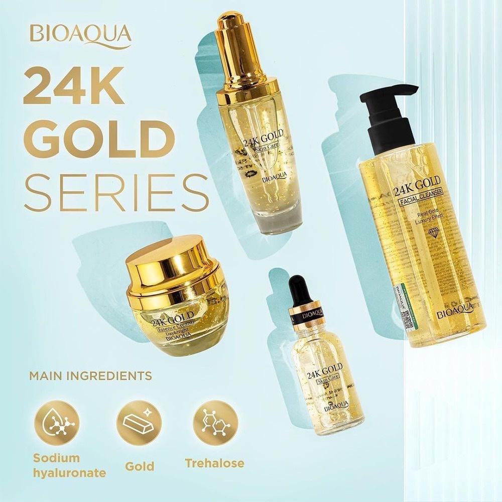 Jual BIOAQUA 24K Gold Series Facial Cleanser Toner Serum Cream